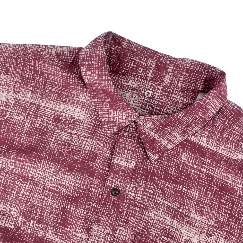 Sun River Button Down Shirt Mens XL Burgundy Abstract Performance Gorpcore